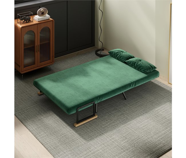 Sofá Cama Doble Terciopelo Sintético, Espuma HOMCOM Verde