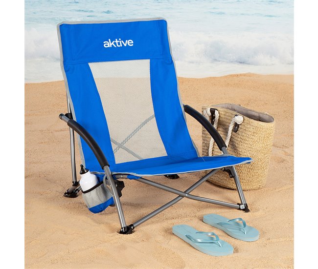 Aktive Pack 4 sillas plegables playa con bolsillo Azul