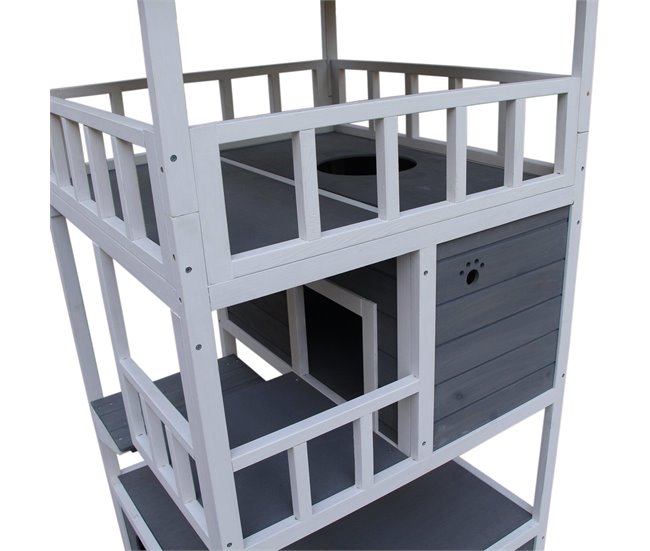 Caseta para Gatos Madera de Abeto PawHut Multicolor