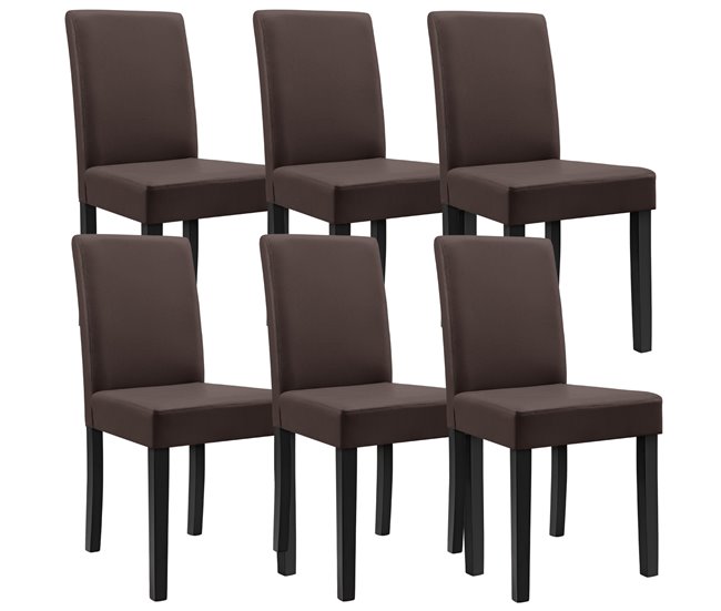 6 x sillas tapizadas de cuero sintético patas de madera Crema