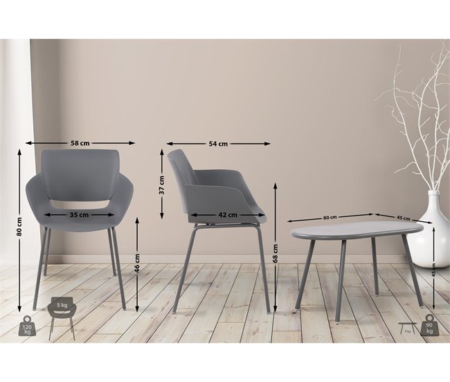 Grupo de asientos Velvena Gris Oscuro