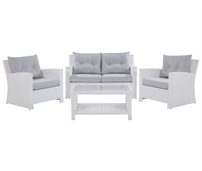 Beliani Conjunto de jardín Ratán sintético MARINO Blanco