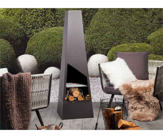 Beliani Fogón de madera YATE Negro