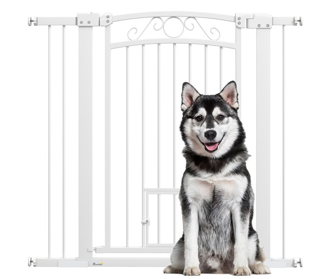 Barrera para Perros Acero, PA PawHut Blanco