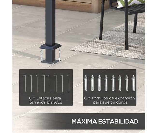 Pérgola Acero, Poliéster Outsunny Gris