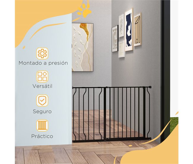 Barrera de Seguridad Acero, ABS PawHut Negro