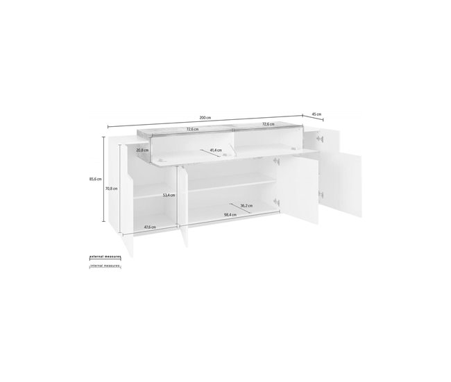 Aparador com efeito madeira 200 Blanco/ Madera