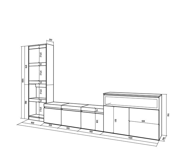 Muebles de Salón para TV 310 Cemento