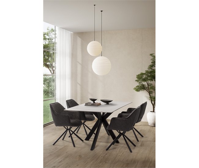 Mesa rectangular en cerámica blanca BIMBA Blanco/ Negro