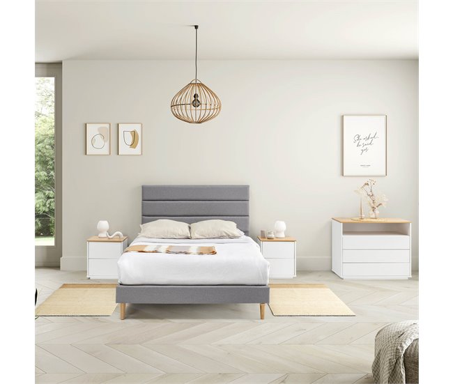 Estructura de Cama tapizada Aroma 135x190 Gris Claro