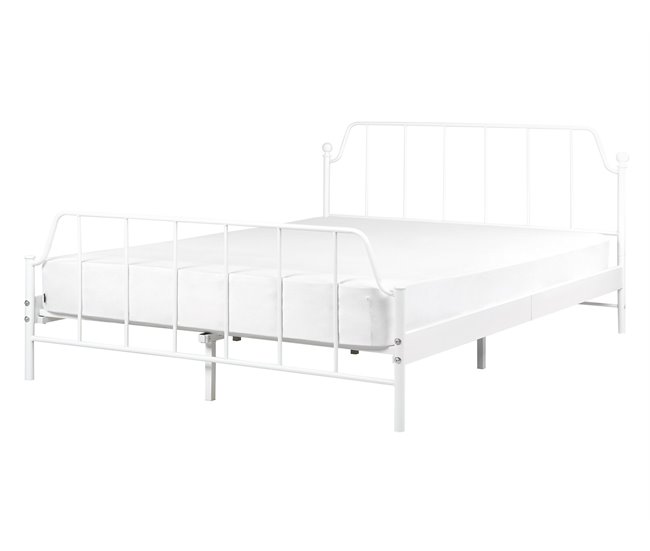Beliani Cama con somier Hierro MAURESSAC 145x206 Blanco