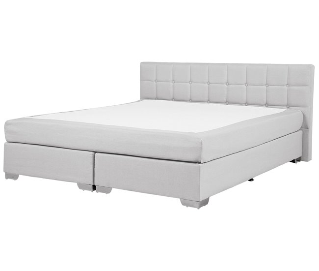 Beliani Cama continental Poliéster ADMIRAL 190x210 Gris Claro