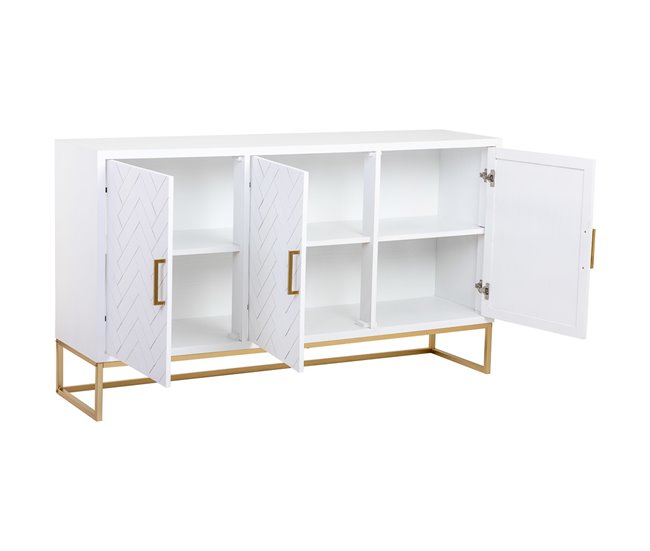 Aparador de 3 puertas de madera y metal Blanco