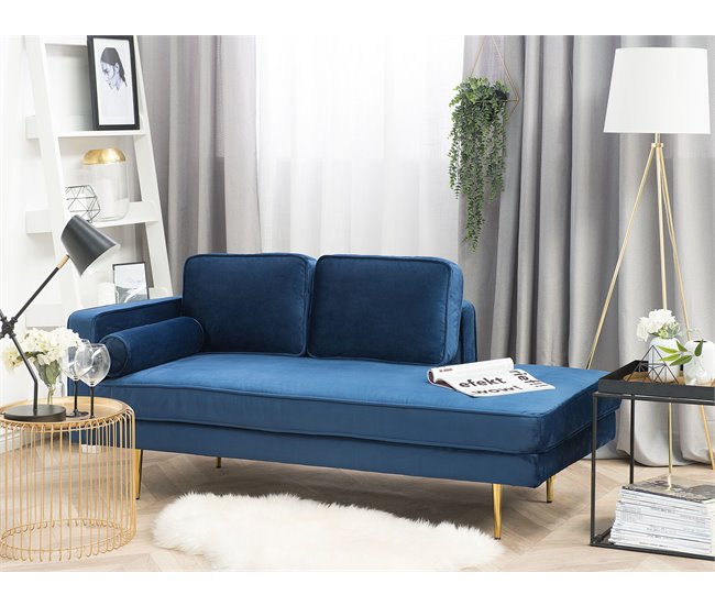 Beliani Chaise longue izquierdo Terciopelo MIRAMAS Azul Marino