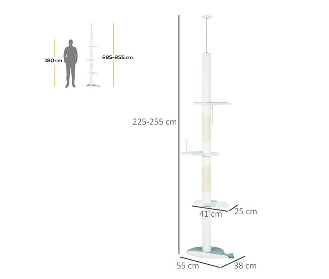 Árbol para Gatos Aglomerado de Madera, Felpa, Algodón PawHut Blanco