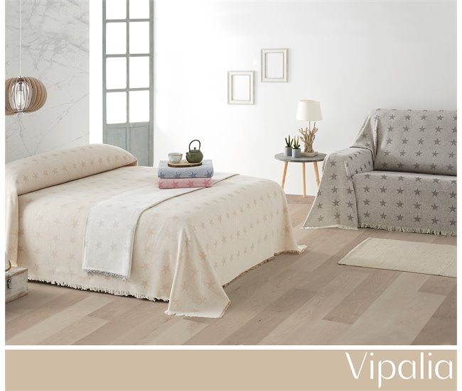 Vipalia Pack 2 Plaids Multiusos para Sofá o Cama. Modelo Estrellas Azul