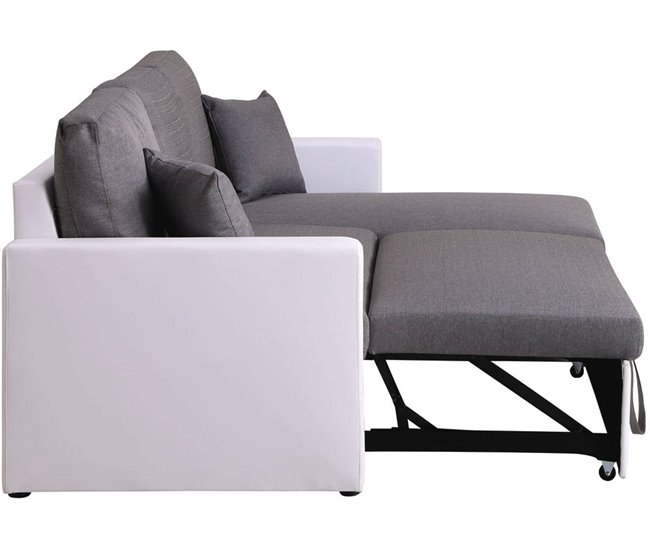 Sofá esquinero convertible "Alain" - 3 plazas Blanco/ Gris