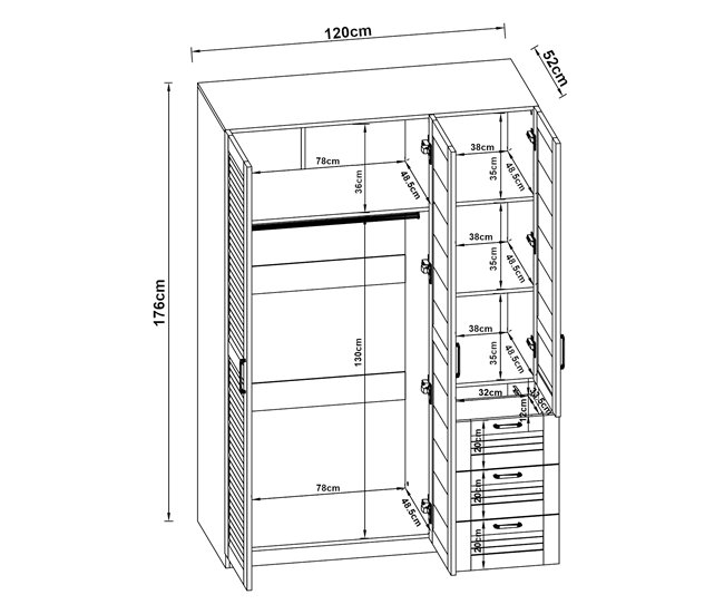 Armario Ropero Finning MDF 120 Marron
