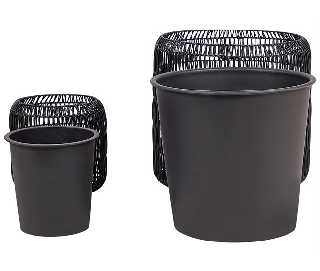 Beliani Conjunto de 2 macetas BRODIEA Negro