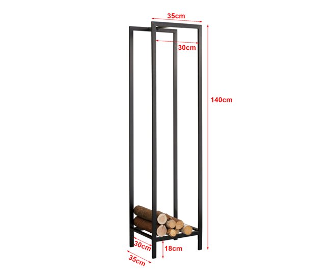 Soporte para leña Taarbæk duradero acero Negro