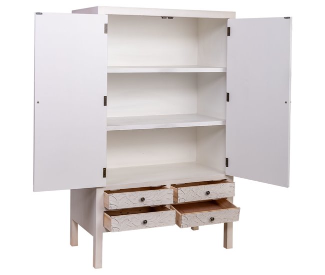 Armario de madera de 4 cajones y 2 puertas Blanco