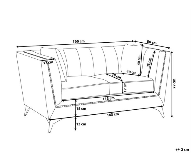 Beliani Sofá de 2 plazas Terciopelo GAULA Azul/ Verde