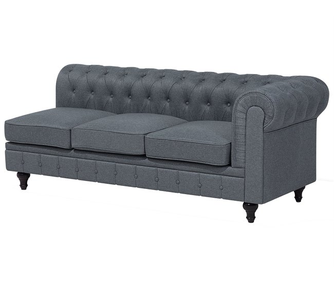 Beliani Sofá esquinero Poliéster CHESTERFIELD Gris