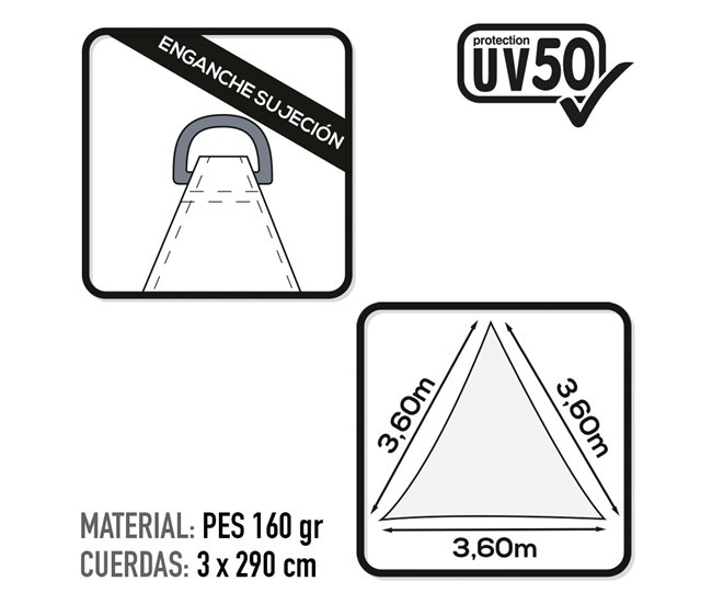 Toldo sombreo Aktive Garden triangular uv50 color blanco Blanco