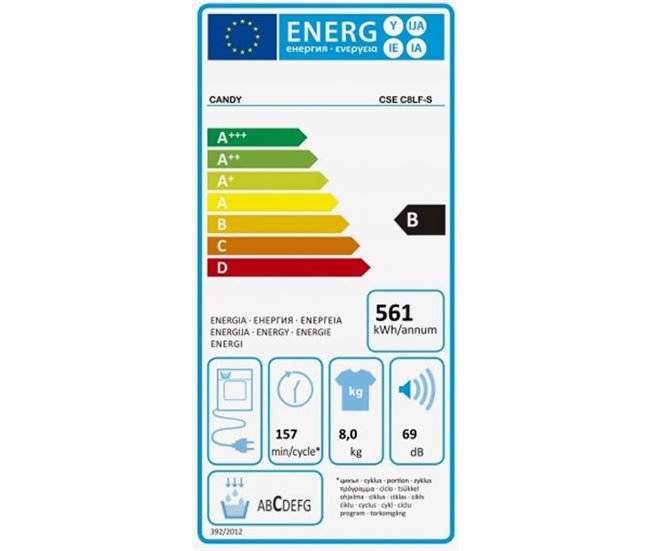 Secadora condensación CANDY CSE C8LF-S Smart Touch 8kg blanco Blanco