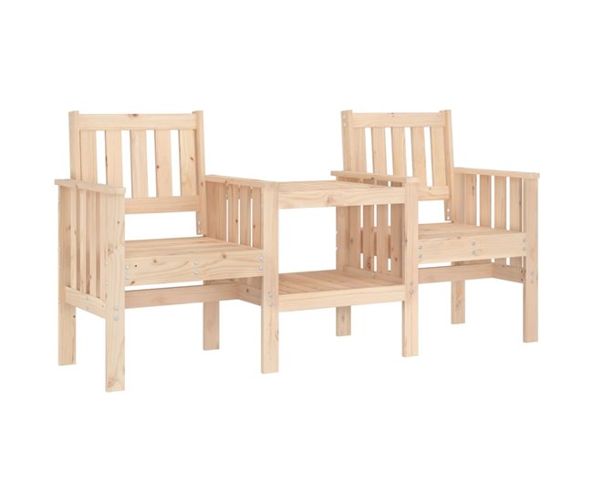 Banco de madera para Jardín con mesita 175x55 Blanco