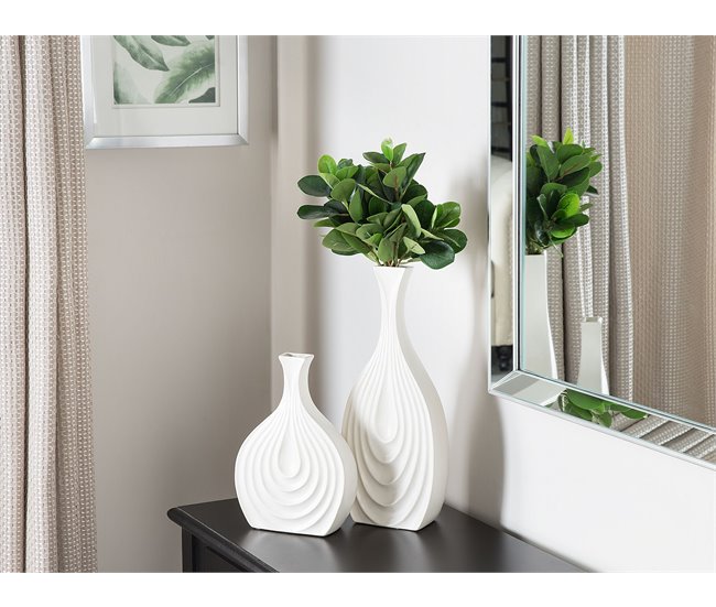 Beliani Jarrón decorativo THAPSUS Blanco