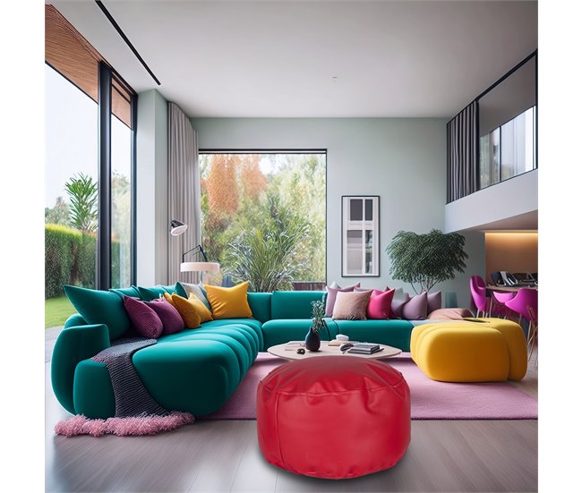 Well Home Puff Ovalado - Asiento Acolchado y Cómodo Rojo