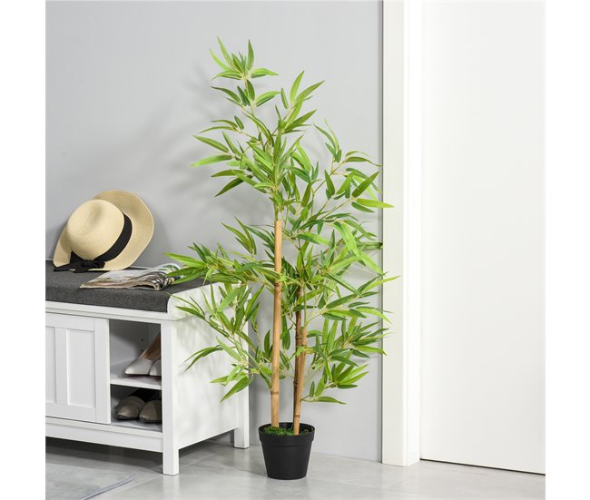 Bambús Artificiales PE, PP Outsunny, hogar - decoración Verde