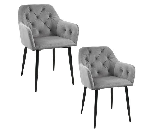 2x Silla tapizada de terciopelo acolchado SJ.030 Gris