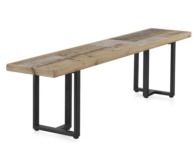 Banco de comedor de madera cm con patas de metal Natural