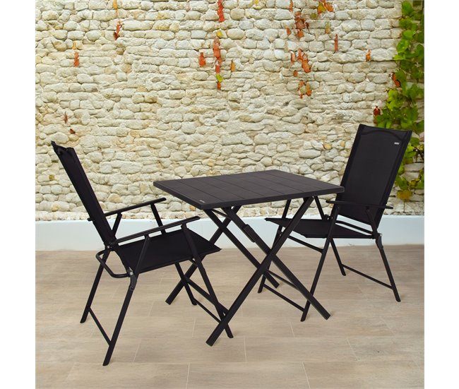 Aktive Pack 2 sillas plegables de jardín slim con reposabrazos Negro