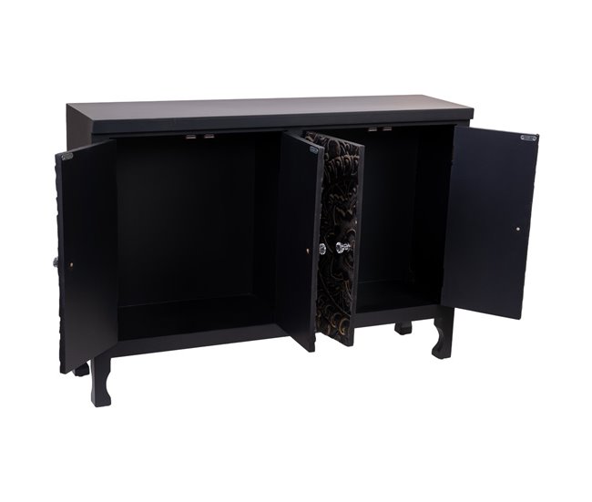 Aparador de madera de 4 puertas Negro