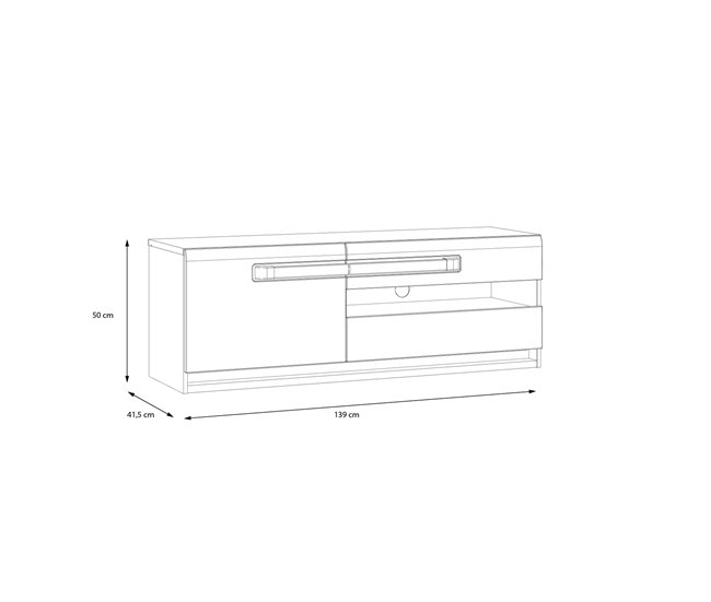 Mueble tv 1 puerta 2 cajones MONTREAL Blanco Brillo
