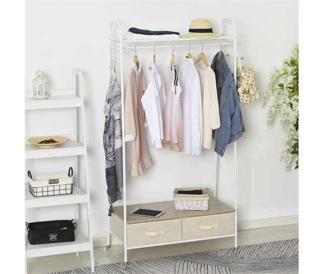 Perchero Metálico con Ruedas Acero HOMCOM Multicolor