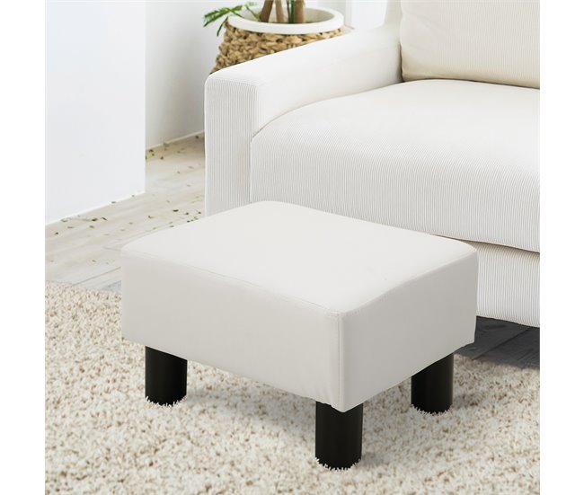 Reposapiés Otomano PU, Plástico HOMCOM Blanco