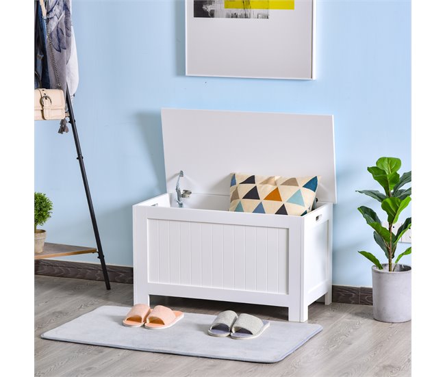 Otomana de Almacenaje Tablero de MDF HOMCOM 81 Blanco