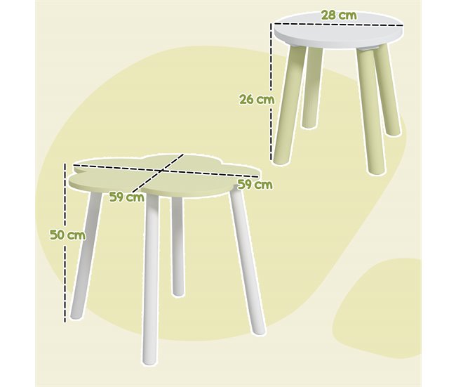 Mesa para Niños MDF, Madera de Pino ZONEKIZ 59x59 Amarillo