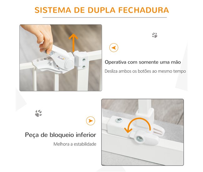 Barrera de Seguridad de Perros Acero y Plástico PawHut Blanco