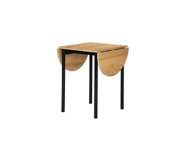 Set Mesa y 2 Sillas - Modelo LEVA - Sobre+asiento MDF - Estructuras Metal Roble
