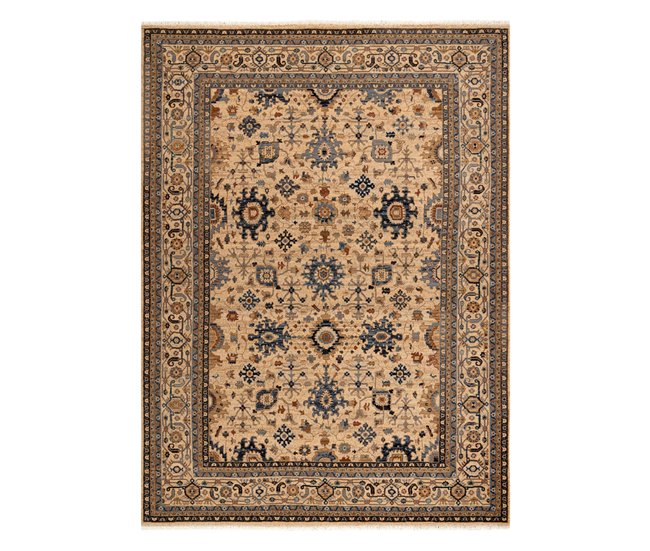 Alfombra KESHAN franjas oriental clásico 7521/53555 120x145 Marron Claro