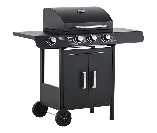Barbacoa de Gas PP, Acero Outsunny Negro