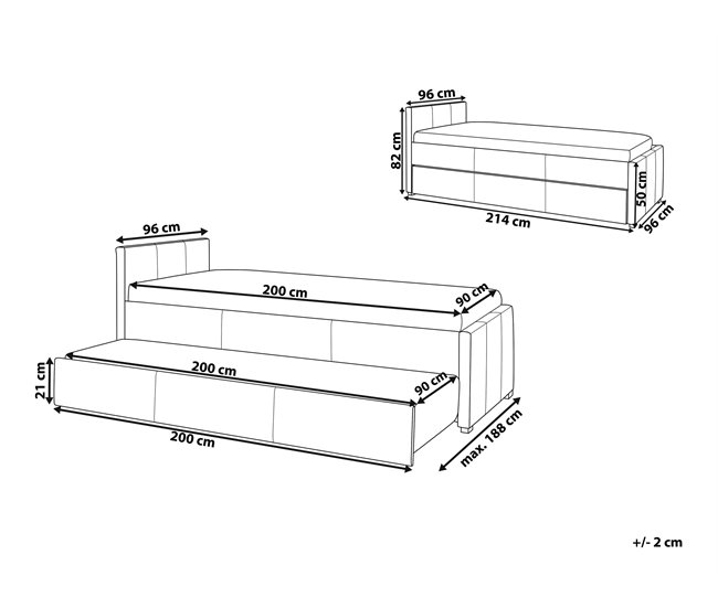 Beliani Cama nido Poliéster MARMANDE 96x214 Azul Marino