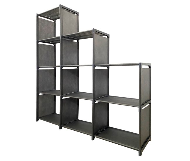 Estanteria Ordenacion 2|3|4 Pisos 12 Huecos PVC & Tela Nyana Home 125 Negro