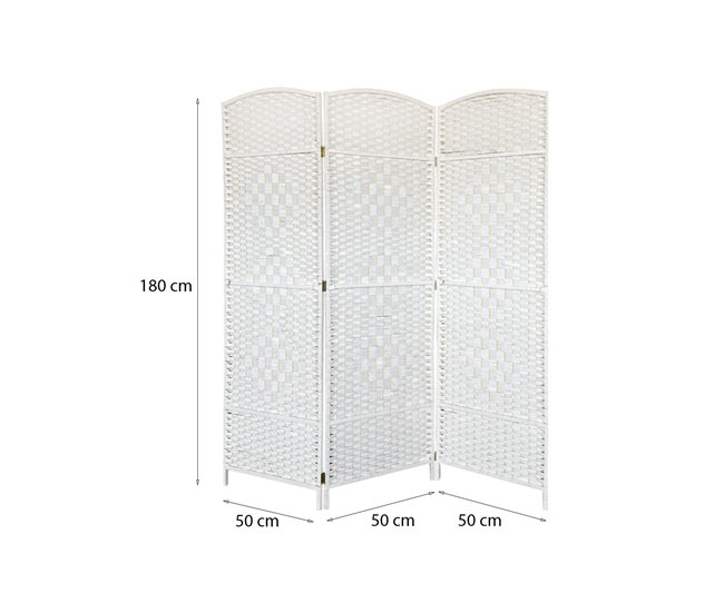 Acomoda Textil – Biombo 3 paneles 180x50 cm Separador de Ambientes Decorativo, Elegante y Funcional para Interior. Panel Blanco de Privacidad Divisor Espacio para Dormitorio, Salón, Oficina y Vestidor Blanco