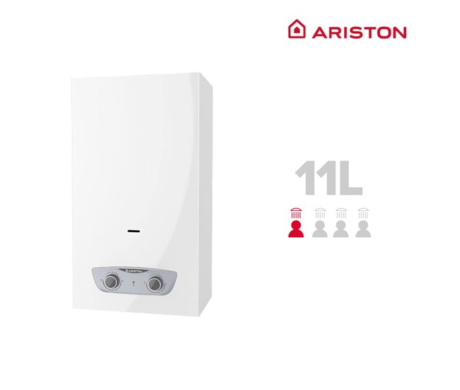 Calentador a gas atmosférico instantaneo, Ariston, Fast R X 11 litros/minuto, Gas Butano/Propano, Clase Energetica A Blanco Brillo